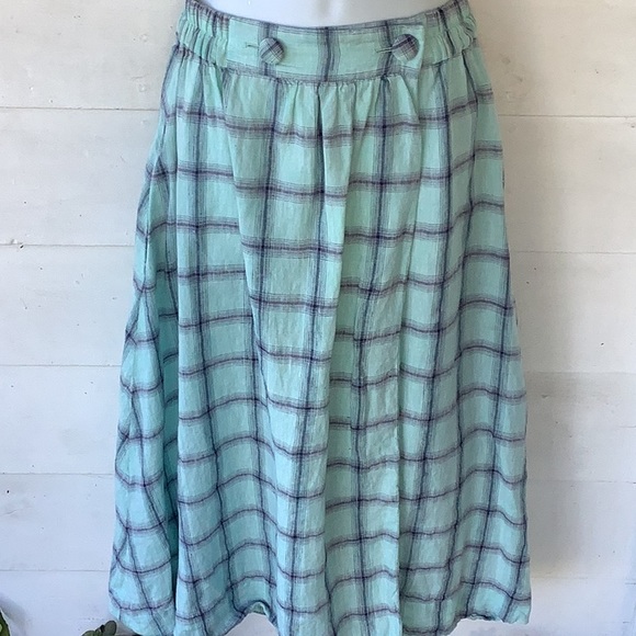 Lisa Marie Fernandez Checked Linen Midi Skirt, 3 M/L - Picture 3 of 8